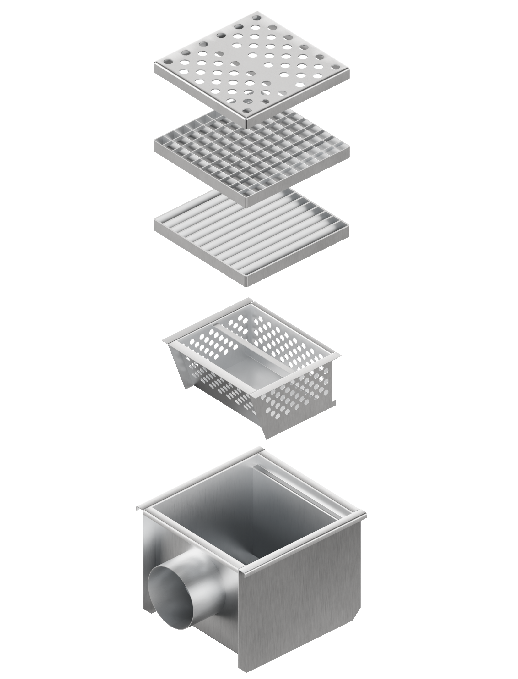 Трапоприямок квадратный горизонтальный выпуск Ду150